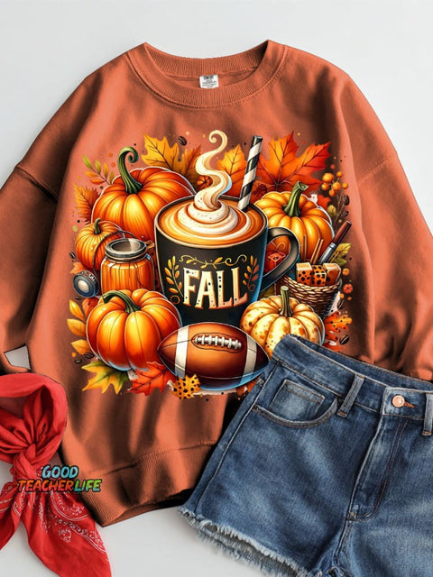 Pumpkin Drink Halloween Decor Casual Sweatshirt