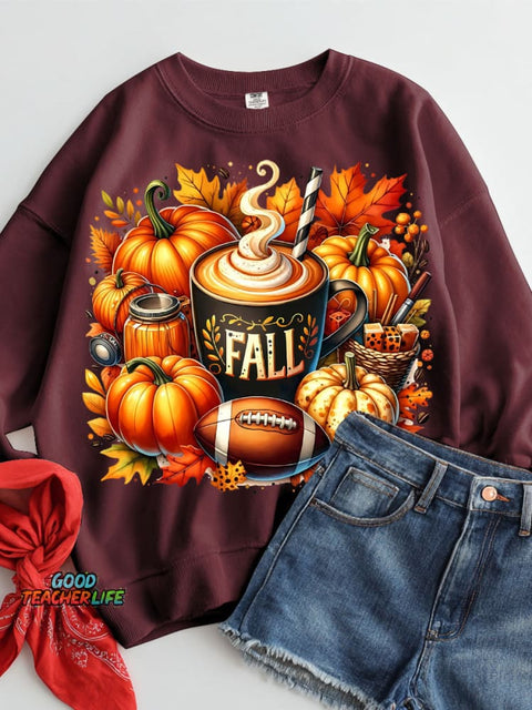 Pumpkin Drink Halloween Decor Casual Sweatshirt