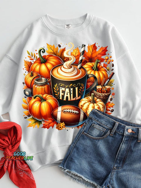 Pumpkin Drink Halloween Decor Casual Sweatshirt