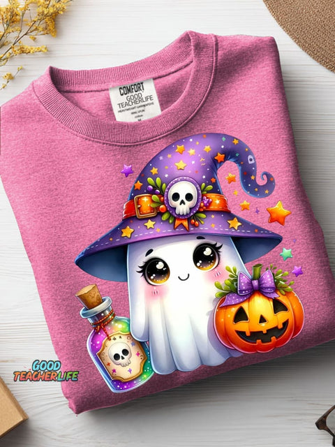Halloween Ghost Wizard Decorative Pattern Casual Sweatshirt
