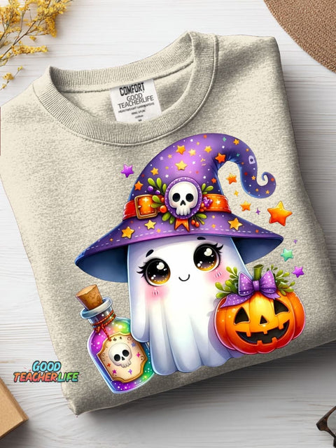 Halloween Ghost Wizard Decorative Pattern Casual Sweatshirt
