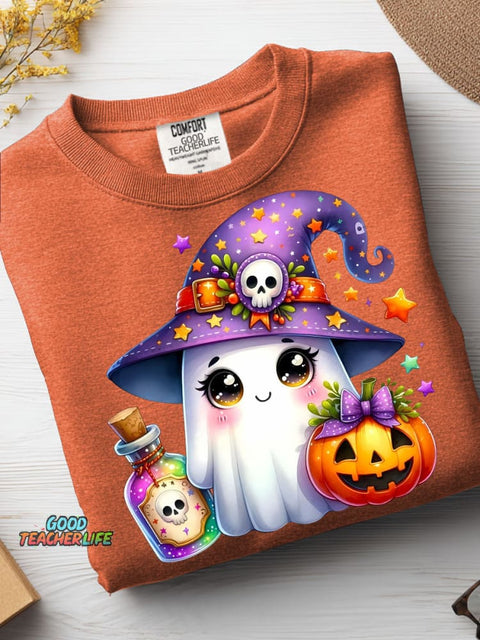 Halloween Ghost Wizard Decorative Pattern Casual Sweatshirt