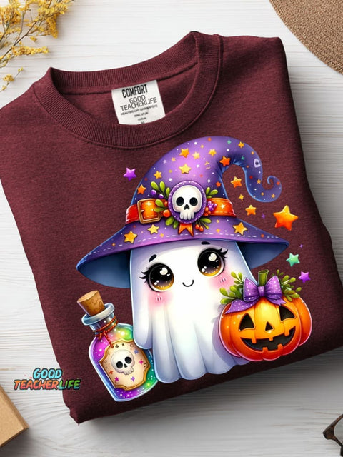 Halloween Ghost Wizard Decorative Pattern Casual Sweatshirt