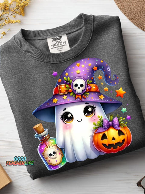 Halloween Ghost Wizard Decorative Pattern Casual Sweatshirt