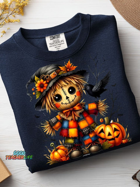 Halloween Scarecrow Decorative Pattern Casual Sweatshirt