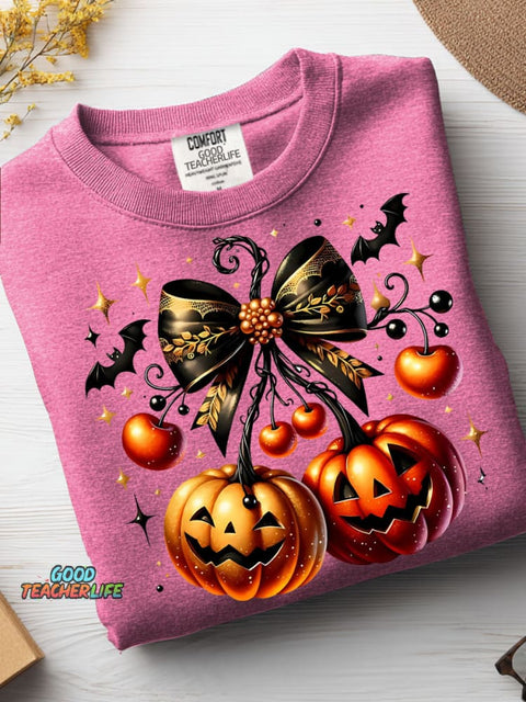 Halloween Pumpkin Cherry Decoration Pattern Casual Sweatshirt