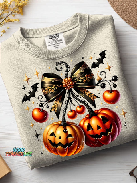 Halloween Pumpkin Cherry Decoration Pattern Casual Sweatshirt