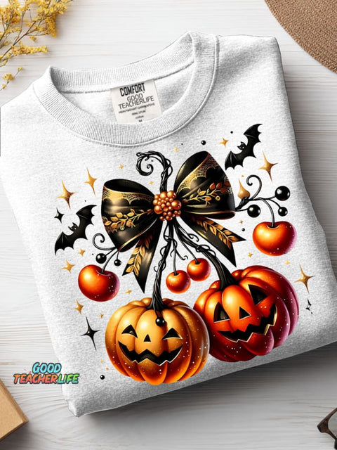Halloween Pumpkin Cherry Decoration Pattern Casual Sweatshirt