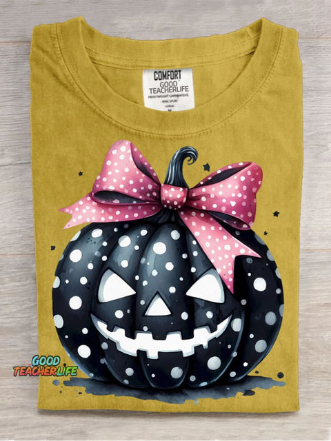 Halloween Bow Pumpkin Decoration Pattern T-shirt
