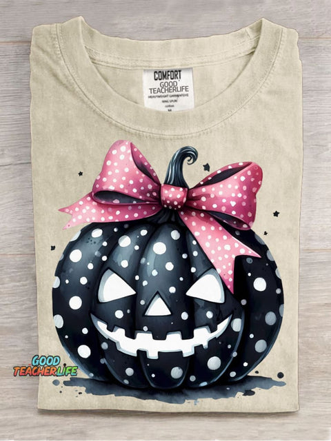 Halloween Bow Pumpkin Decoration Pattern T-shirt