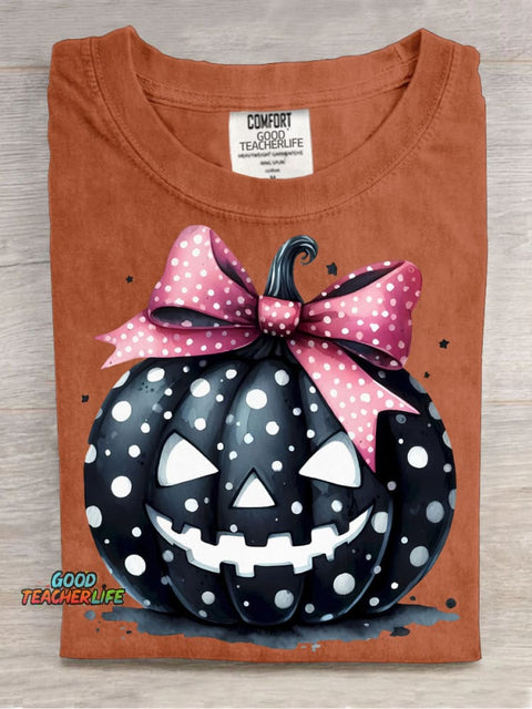 Halloween Bow Pumpkin Decoration Pattern T-shirt