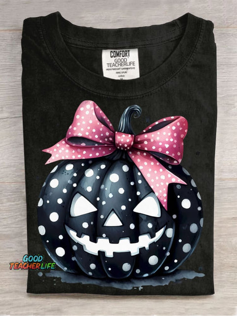 Halloween Bow Pumpkin Decoration Pattern T-shirt
