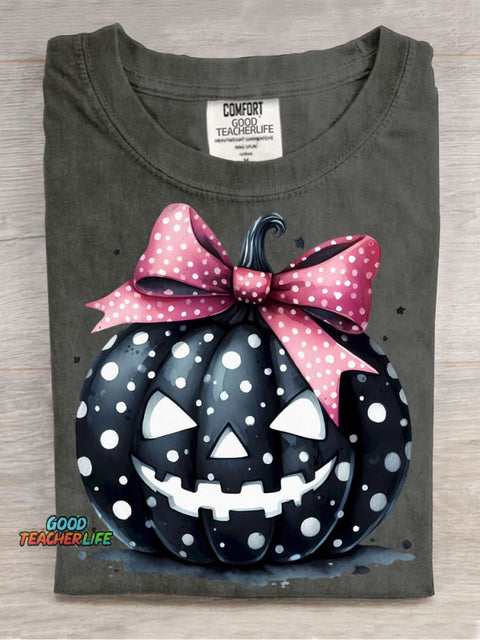 Halloween Bow Pumpkin Decoration Pattern T-shirt