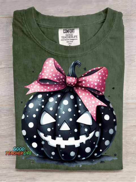 Halloween Bow Pumpkin Decoration Pattern T-shirt