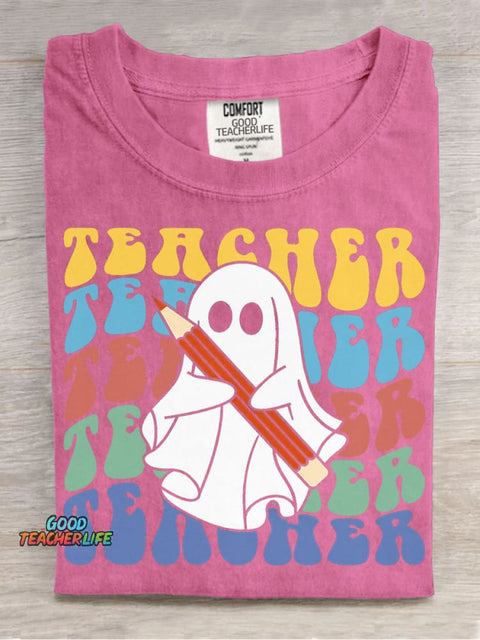 Halloween Ghost Teacher Decorative Pattern T-shirt