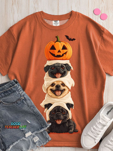 Halloween Pumpkin and Dog Decoration Pattern T-shirt