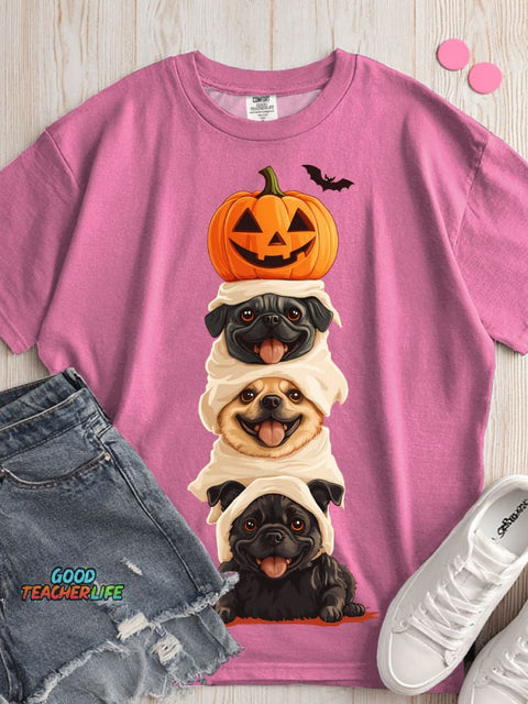 Halloween Pumpkin and Dog Decoration Pattern T-shirt