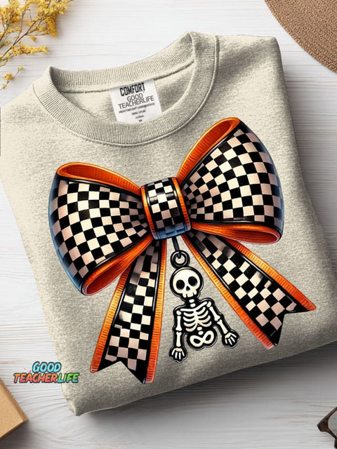 Halloween Bow Decorative Pattern Casual Sweatshirt