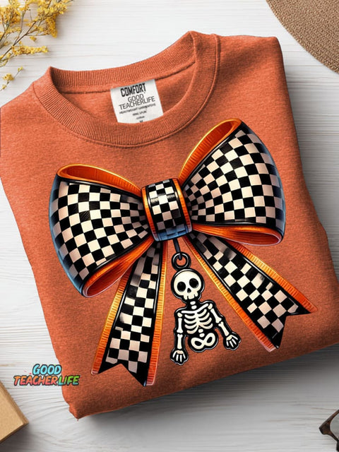 Halloween Bow Decorative Pattern Casual Sweatshirt