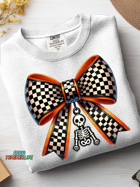 Halloween Bow Decorative Pattern Casual Sweatshirt
