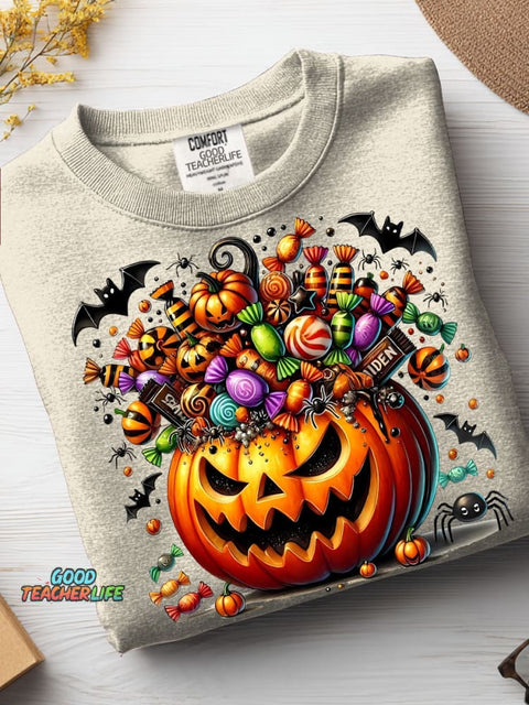 Halloween Candy Decorative Pattern Casual Sweatshirt