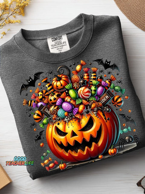 Halloween Candy Decorative Pattern Casual Sweatshirt