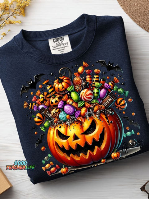 Halloween Candy Decorative Pattern Casual Sweatshirt