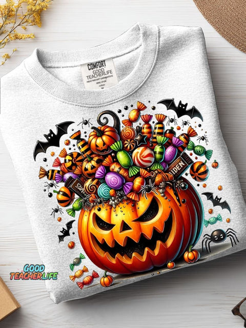Halloween Candy Decorative Pattern Casual Sweatshirt