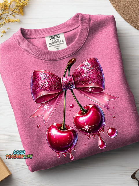 Ornate Cherry Decorative Pattern Casual Sweatshirt