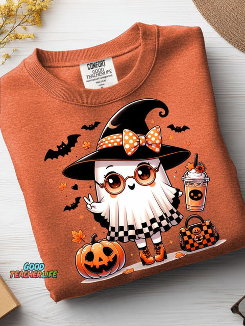 Cute Ghost Pattern Casual Sweatshirt