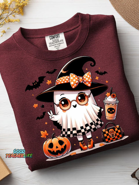 Cute Ghost Pattern Casual Sweatshirt
