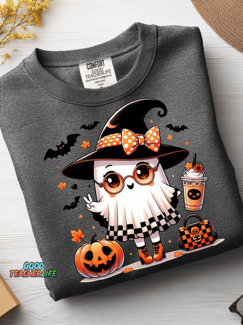 Cute Ghost Pattern Casual Sweatshirt