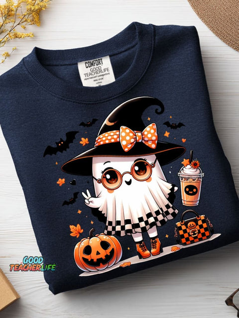Cute Ghost Pattern Casual Sweatshirt