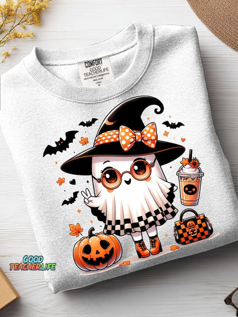 Cute Ghost Pattern Casual Sweatshirt