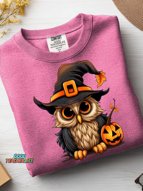 Halloween Owl Decorative Pattern Casual Sweatshirt