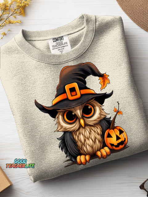 Halloween Owl Decorative Pattern Casual Sweatshirt
