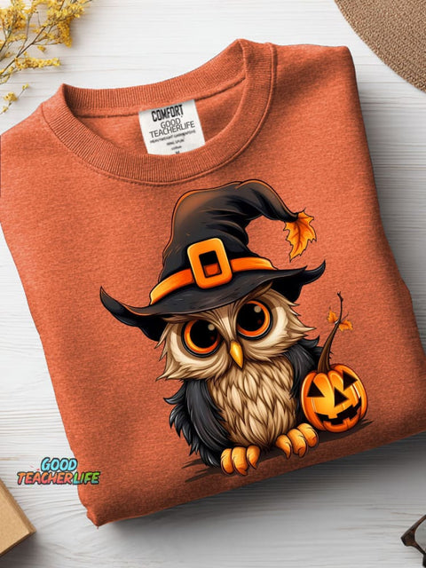 Halloween Owl Decorative Pattern Casual Sweatshirt