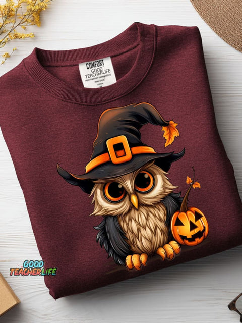 Halloween Owl Decorative Pattern Casual Sweatshirt