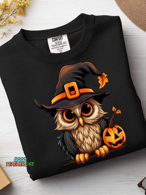 Halloween Owl Decorative Pattern Casual Sweatshirt
