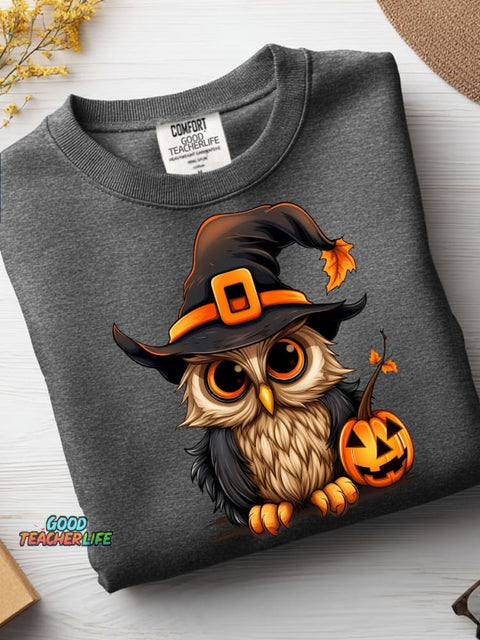 Halloween Owl Decorative Pattern Casual Sweatshirt
