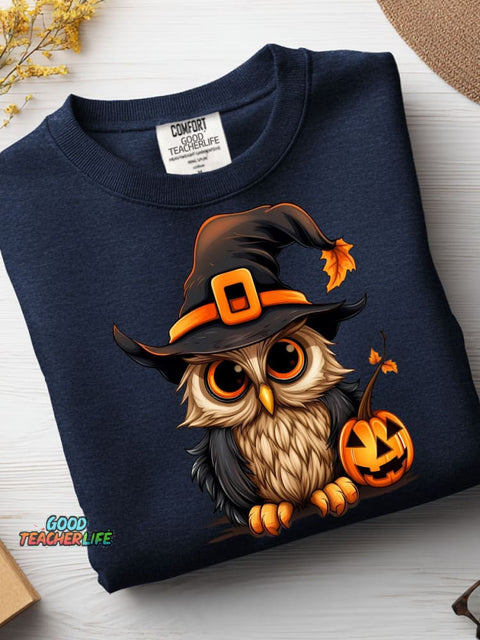 Halloween Owl Decorative Pattern Casual Sweatshirt