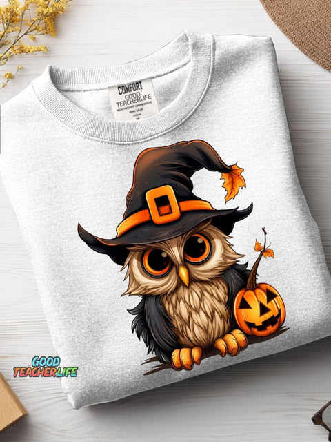 Halloween Owl Decorative Pattern Casual Sweatshirt