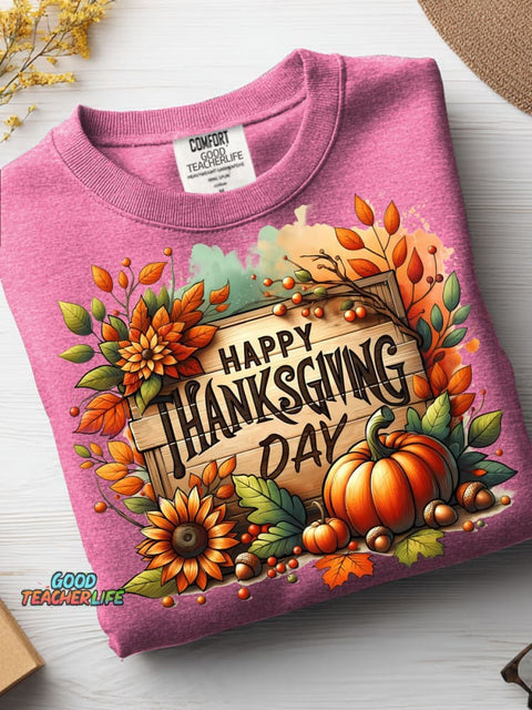 Happy Thanksgiving Decorative Pattern Casual Sweatshirt