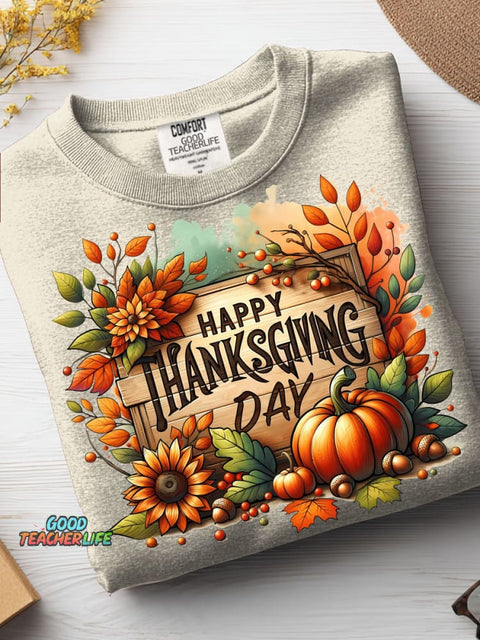 Happy Thanksgiving Decorative Pattern Casual Sweatshirt