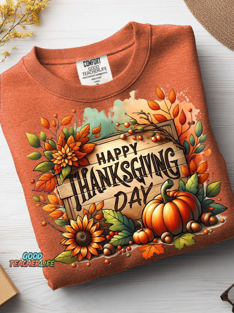 Happy Thanksgiving Decorative Pattern Casual Sweatshirt