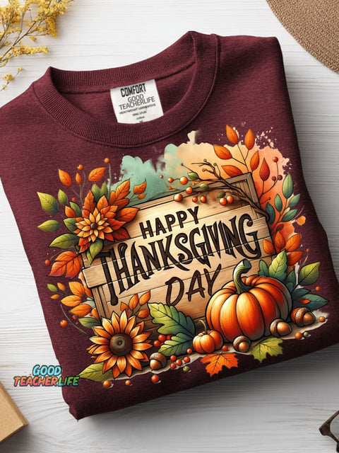 Happy Thanksgiving Decorative Pattern Casual Sweatshirt