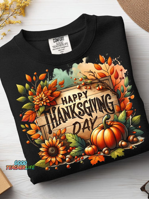 Happy Thanksgiving Decorative Pattern Casual Sweatshirt