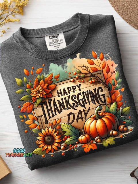 Happy Thanksgiving Decorative Pattern Casual Sweatshirt
