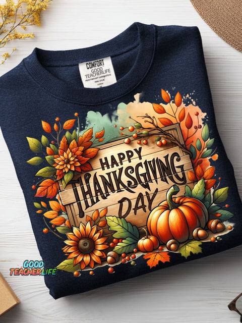 Happy Thanksgiving Decorative Pattern Casual Sweatshirt