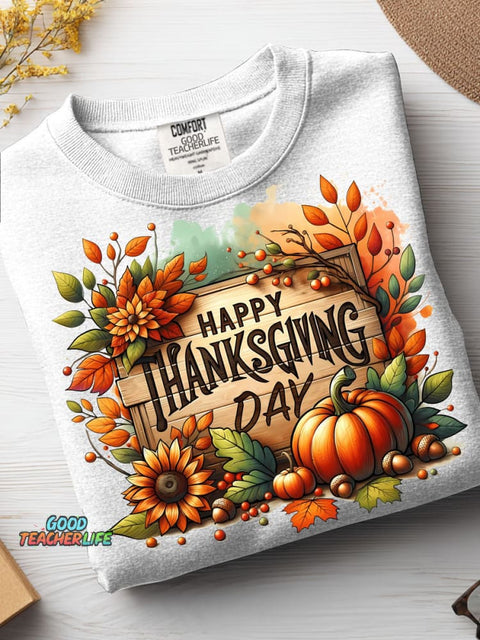 Happy Thanksgiving Decorative Pattern Casual Sweatshirt